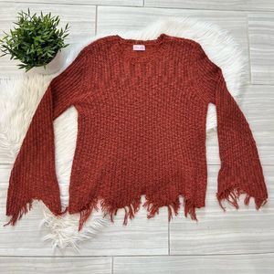 Pink Lily Red Fringe Sweater
